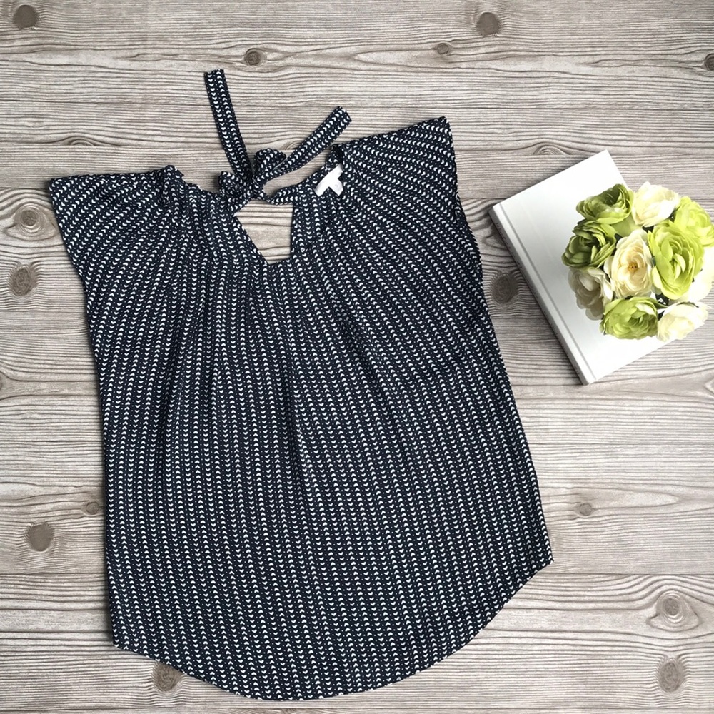 Lauren Conrad Navy Blue Cap Sleeve Blouse